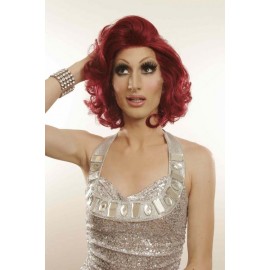 Short 20cm Maroon Red Synthetic Lace-Front Wig