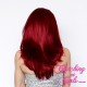 Medium 40cm Straight Maroon Red Synthetic Lace-Front Wig