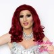 Medium 40cm Maroon Red Synthetic Lace-Front Wig