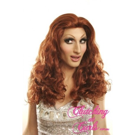 Medium 40cm Orange Brown Synthetic Lace-Front Wig