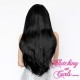 Long 60cm Straight Bitch Black Synthetic Lace-Front Wig