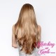 Long 60cm Straight Blended Rooted Honey Blonde Synthetic Lace-Front Wig