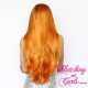 Long 65cm Straight Blended Rooted Orange Synthetic Lace-Front Wig