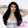 Long 60cm Bitch Black Synthetic Lace-Front Wig