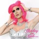 Short 20cm Straight UV Pink Synthetic Lace-Front Wig