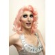Short 20cm Baby Pink Synthetic Lace-Front Wig