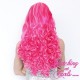 Long 60cm Fifty Shades of Pink Synthetic Lace-Front Wig