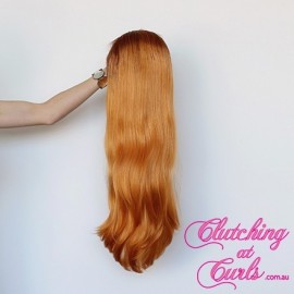 Long 65cm Straight Blended Rooted Orange Synthetic Extension