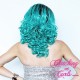 Medium 40cm Blended Rooted Gaga Blue Synthetic Lace-Front Wig