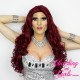 Long 60cm Maroon Red Synthetic Lace-Front Wig