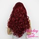 Long 60cm Maroon Red Synthetic Lace-Front Wig