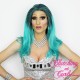 Medium 40cm Straight Blended Rooted Gaga Blue Synthetic Lace-Front Wig