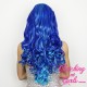 Long 60cm Azure Synthetic Lace-Front Wig