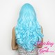 Long 60cm Baby Blue Synthetic Lace-Front Wig