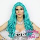 Long 60cm Gaga Blue Synthetic Lace-Front Wig