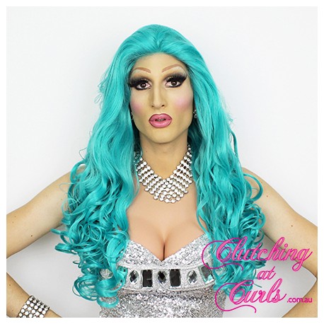 Long 60cm Gaga Blue Synthetic Lace-Front Wig