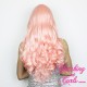 Long 60cm Baby Pink Synthetic Lace-Front Wig