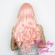 Long 60cm Baby Pink Synthetic Lace-Front Wig