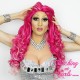 Long 60cm Pink Bits Synthetic Lace-Front Wig