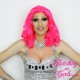 Medium 40cm UV Pink Synthetic Lace-Front Wig