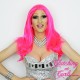 Medium 40cm Straight UV Pink Synthetic Lace-Front Wig