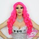 Long 60cm UV Pink Synthetic Lace-Front Wig