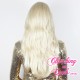 Medium 43cm Straight Layered Ash Blonde "Caitlyn" Synthetic Mono-Top Lace-Front Wig