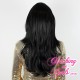 Medium 43cm Straight Layered Bitch Black "Caitlyn" Synthetic Mono-Top Lace-Front Wig