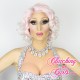 Short 20cm Curly Platinum Pink Synthetic Lace-Front Wig