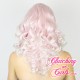 Medium 40cm Curly Platinum Pink Synthetic Lace-Front Wig