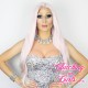 Long 60cm Straight Platinum Pink Synthetic Lace-Front Wig