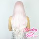 Long 60cm Straight Platinum Pink Synthetic Lace-Front Wig