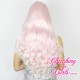 Long 60cm Straight Platinum Pink Synthetic Lace-Front Wig