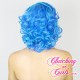 Short 20cm Curly Fifty Shades of Blue Synthetic Lace-Front Wig