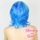 Short 20cm Straight Fifty Shades of Blue Synthetic Lace-Front Wig