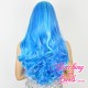 Long 60cm Curly Fifty Shades of Blue Synthetic Lace-Front Wig