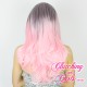 Medium 45cm Straight Pink Ombré Synthetic Lace-Front Wig