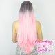Long 65cm Straight Pink Ombré Synthetic Lace-Front Wig