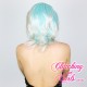 Short 20cm Straight Platinum Blue Synthetic Lace-Front Wig