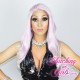 Medium 40cm Straight Platinum Purple Synthetic Lace-Front Wig