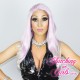 Medium 40cm Straight Platinum Purple Synthetic Lace-Front Wig