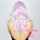 Medium 40cm Curly Platinum Purple Synthetic Lace-Front Wig