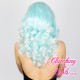 Medium 40cm Curly Platinum Blue Synthetic Lace-Front Wig