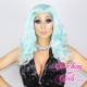 Medium 40cm Curly Platinum Blue Synthetic Lace-Front Wig