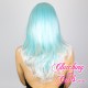 Medium 40cm Straight Platinum Blue Synthetic Lace-Front Wig