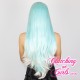 Long 60cm Straight Platinum Blue Synthetic Lace-Front Wig